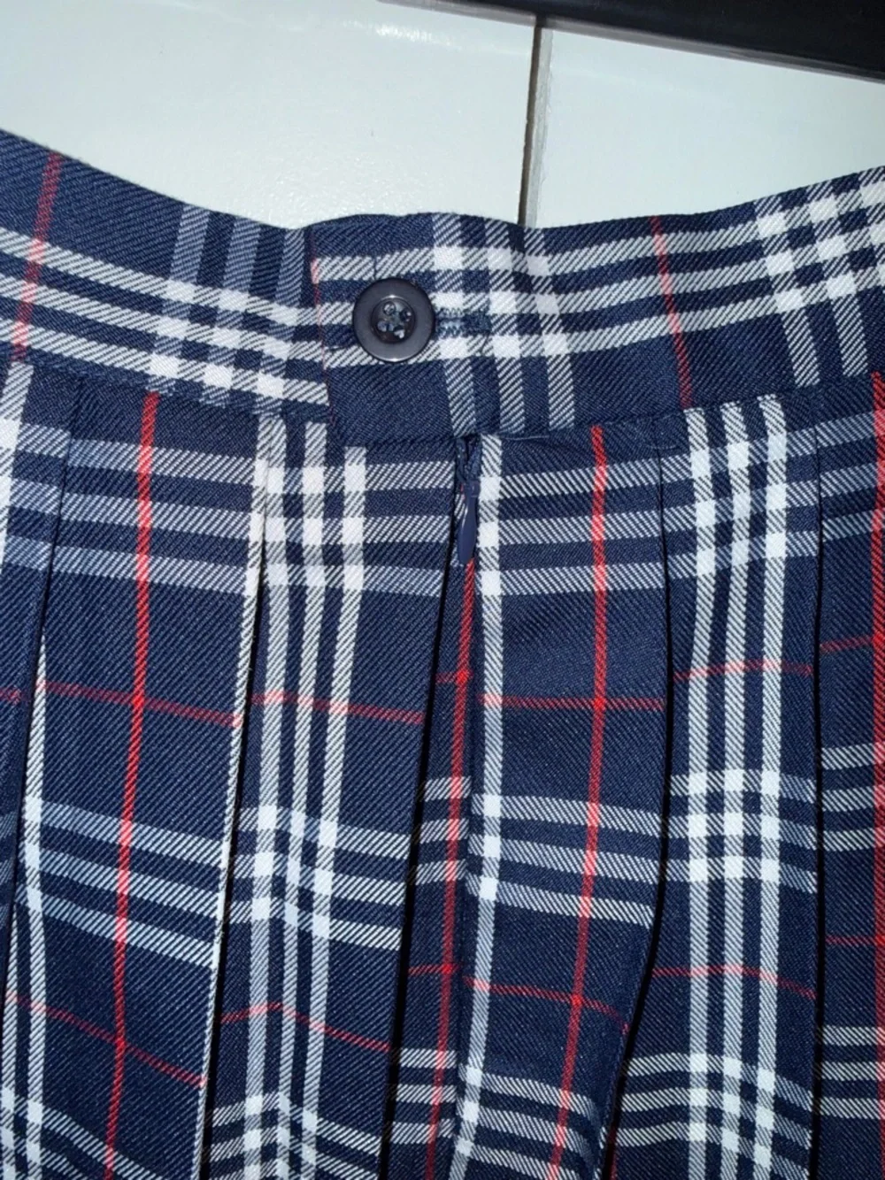 Navy Plaid Pleated Skirt - Classic Schoolgirl Style